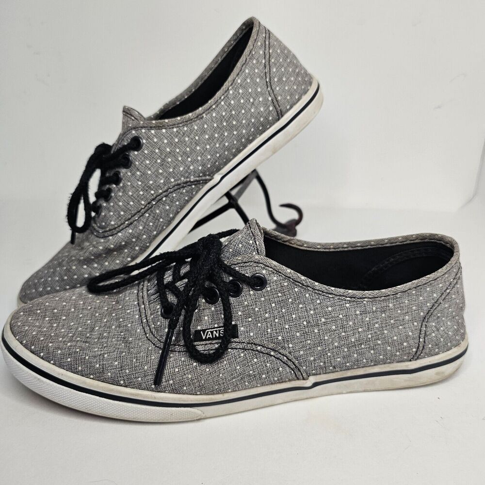 Vans Off The Wall Lace Up Low Top Grey White Dot Shoes Size Men's 6 Women's 7.5